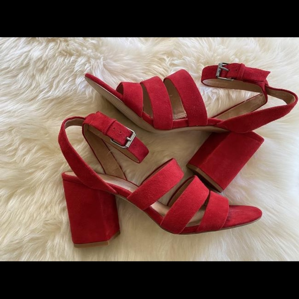 Madewell Crimson Red Suede Strap Sandals